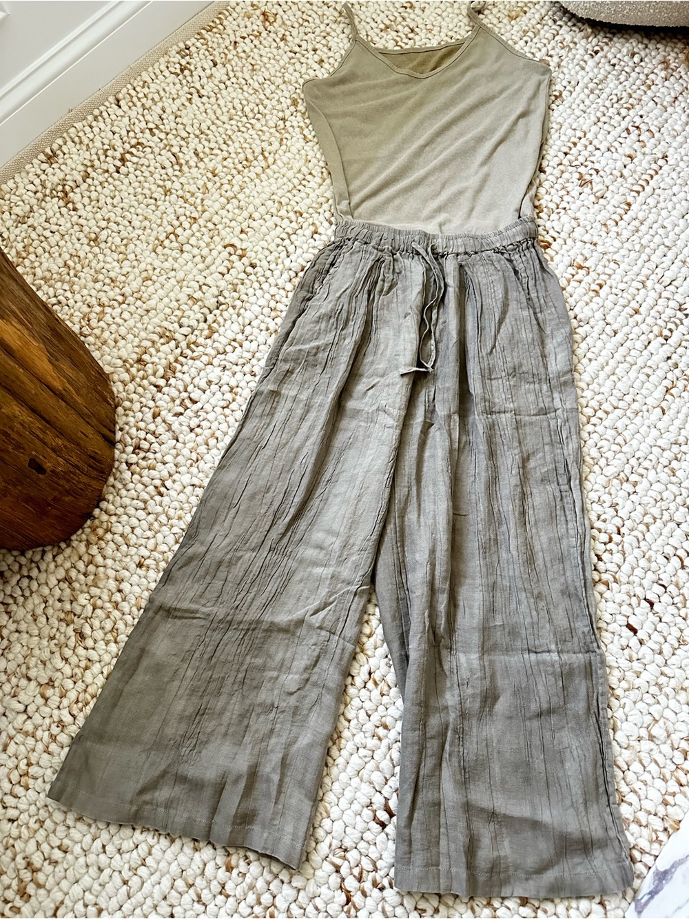 Linen Matching Set FLAX Style Relaxed Fit Tank & Wide Leg Pant/ like new - Picture 2 of 4